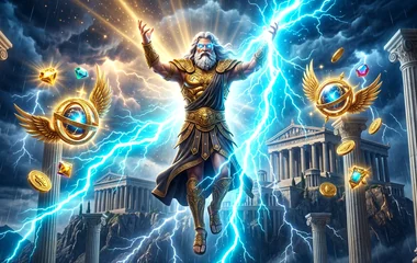 Gates of Olympus slot artwork with lightning multiplier orb and tumble reels