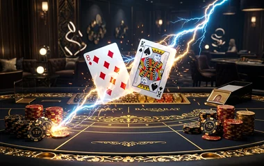 Evolution Live Lightning Baccarat table cards showing Banker 9 vs Player 8